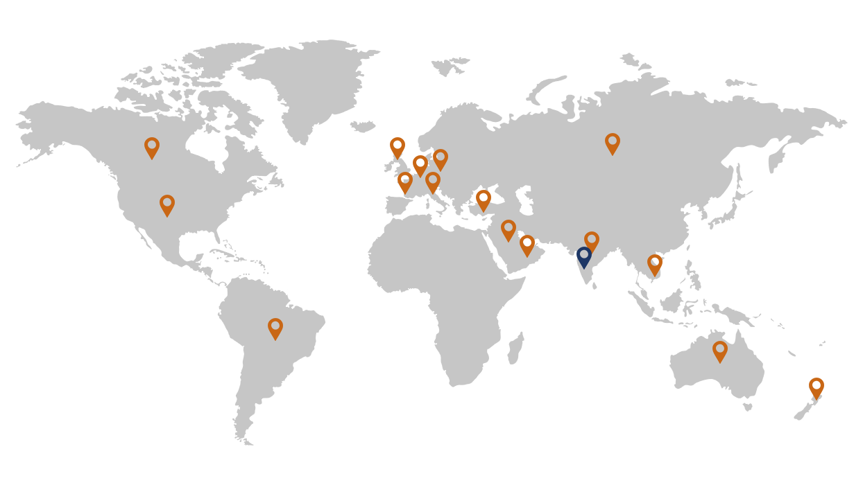 World map showing Ace Brain customer base